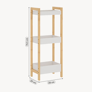 Badregal Anun mit 3 Ebenen 75x28x20 cm Bambus Natur/Weiß [en.casa]