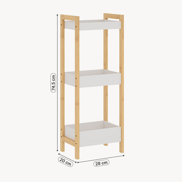 Badregal Anun mit 3 Ebenen 75x28x20 cm Bambus Natur/Weiß [en.casa]