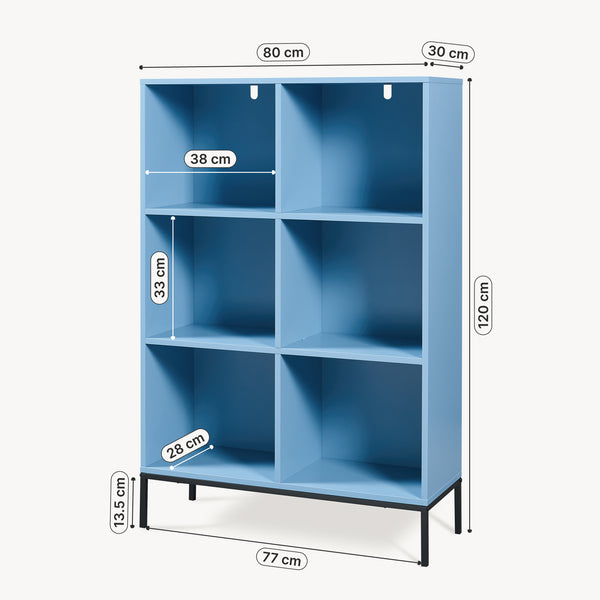 Bücherregal Colwyn 120x80x30 cm Blau [en.casa]