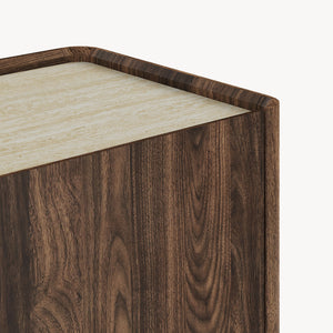 Kommode Trorlon 83x80x40 cm Walnussoptik/Travertin [en.casa]