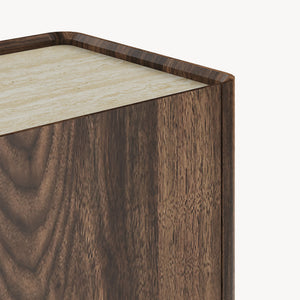 Sideboard Trorlon 160x40x83 cm Walnussoptik/Travertin [en.casa]