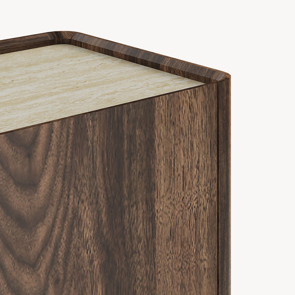 Sideboard Trorlon 160x40x83 cm Walnussoptik/Travertin [en.casa]