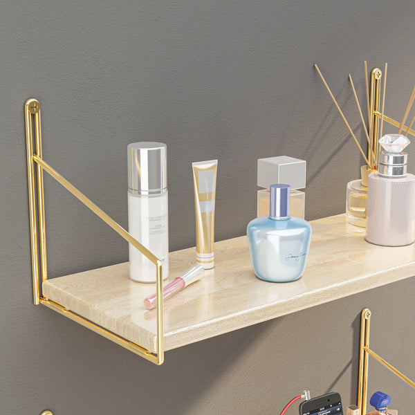 Wandregal Muurame 40x14x17 cm Goldfarben [en.casa]