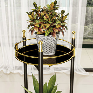 Blumenständer Oulainen 79x28x28cm Schwarz/Gold [en.casa]