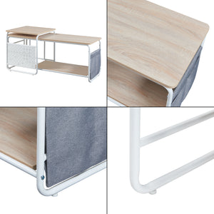 Fernsehtisch Dyrøy mit Beistelltisch Weiß/Eiche [en.casa]