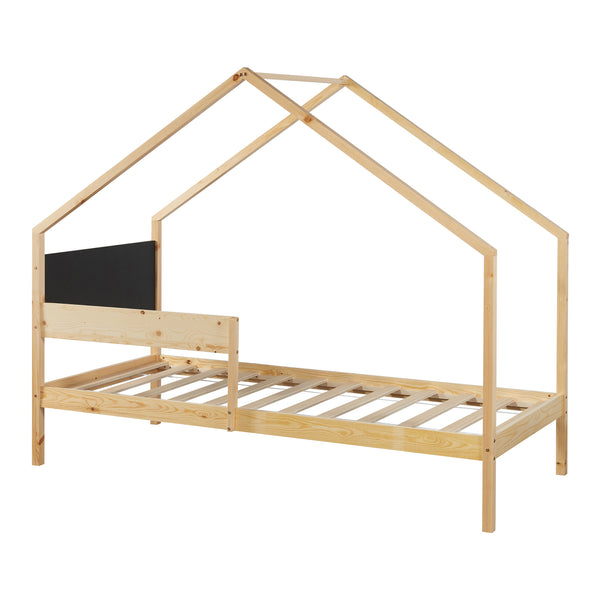 Hausbett Sodankylä 90x200cm mit Ausziehbett Kiefernholz Natur [en.casa]