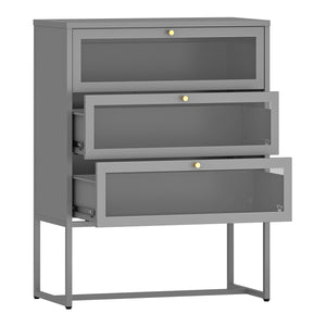 Büroschrank Sund mit 3 Schubladen 105x80x40 cm Grau [en.casa]