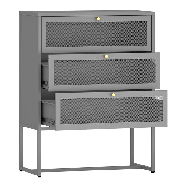 Büroschrank Sund mit 3 Schubladen 105x80x40 cm Grau [en.casa]