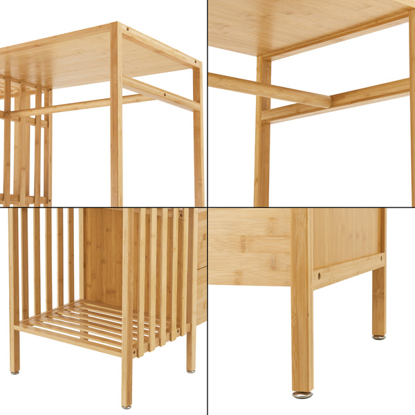 Garderobenständer Varanger 185x100x45 cm Bambus [en.casa]