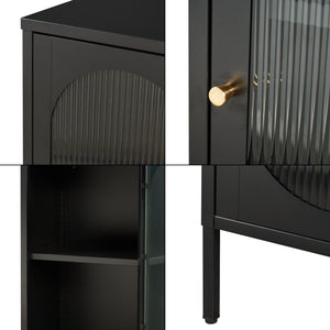 Beistellschrank Karlskrona 102x43x40 cm Schwarz, matt [en.casa]