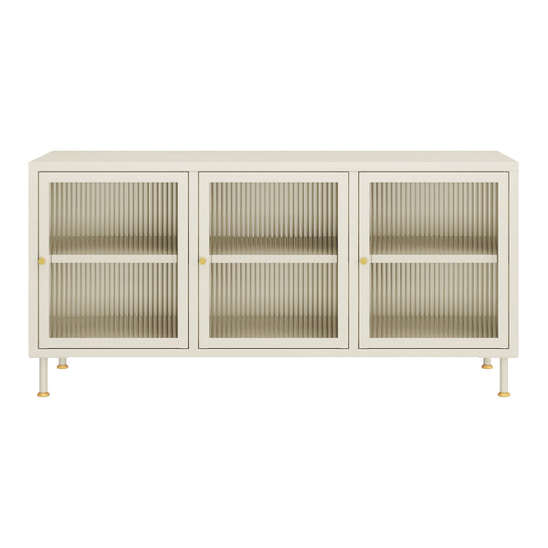 TV-Schrank Lindau Stahl 120x40x59 cm Cremeweiß [en.casa]