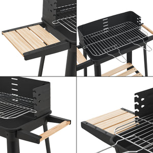 Grillwagen Ari 78x86x30cm Schwarz/Holz [casa.pro]