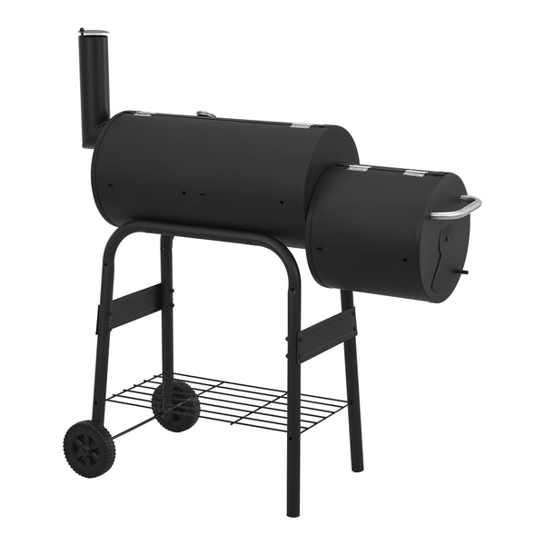 Smoker Grillwagen Arielli 115x110x64cm Schwarz [casa.pro]