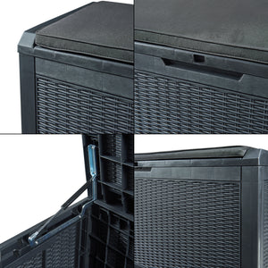 Aufbewahrungsbox Atella 122x54,5x65cm Schwarz, Rattanoptik [casa.pro]