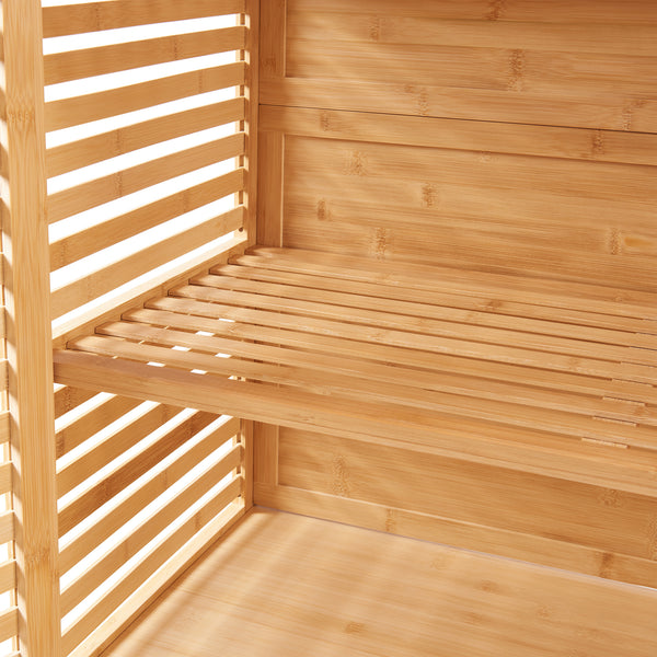 Badezimmerschrank Raurgela 180x80x40 cm Bambus [en.casa]