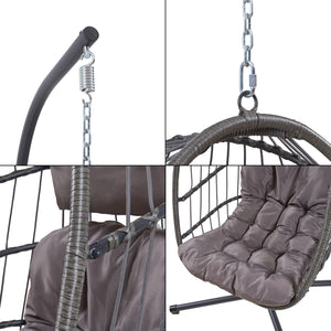 Hängesessel Edeng mit Gestell 196x110x95 cm Grau [en.casa]