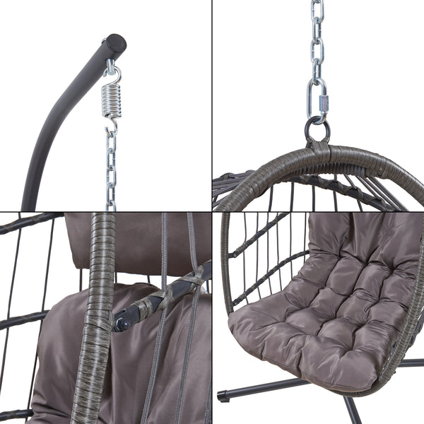 Hängesessel Edeng mit Gestell 196x110x95 cm Grau [en.casa]