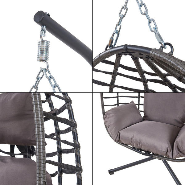 Hängesessel Kandsvas mit Gestell 198x110x95 cm Grau [en.casa]