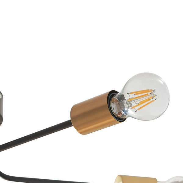 Deckenleuchte Benfleet 5 x E27 Schwarz/Messingfarben [lux.pro]