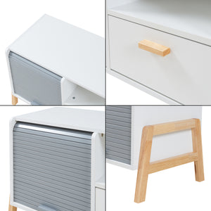 Fernsehschrank Kvaefjord 160x40x52 cm Weiß/Grau [en.casa]