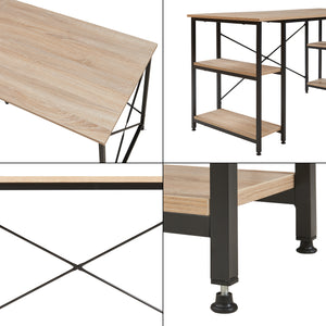 Schreibtisch Klirurud mit 2 Regalen L-förmig 150x150x75 cm Eicheoptik [en.casa]