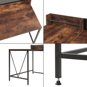 Schreibtisch Frelvepirg mit Rückwand L-förmig 165x110x75 cm Walnussoptik [en.casa]