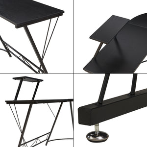 Schreibtisch Yremso L-förmig 122x122x98 cm Schwarz [en.casa]