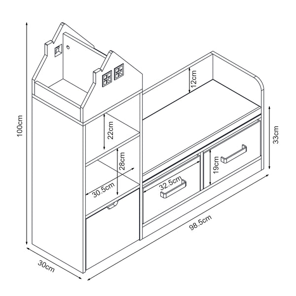 Kindersitzbank mit Regal Vipsali [en.casa]