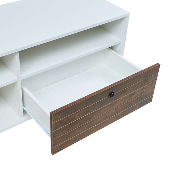 Fernsehschrank Vare 165x40x66 cm Weiß/Walnussoptik [en.casa]