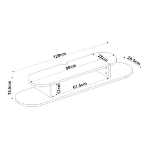 TV-Lowboard hängend Targema 120x30x16 cm Weiß [en.casa]