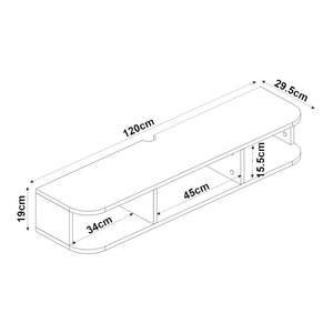 TV-Lowboard hängend Oundsvas 120x30x19 cm Weiß [en.casa]