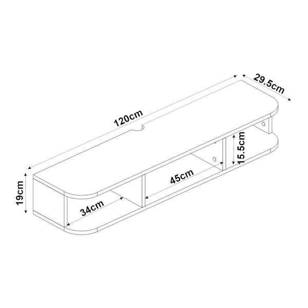 TV-Lowboard hängend Oundsvas 120x30x19 cm Weiß [en.casa]