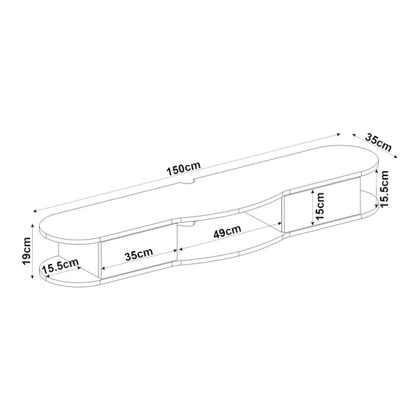 TV-Lowboard hängend Nyskiri 150x35x19 cm Anthrazit/Eicheoptik [en.casa]