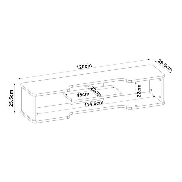TV-Lowboard hängend Yrela 120x30x26 cm Weiß [en.casa]