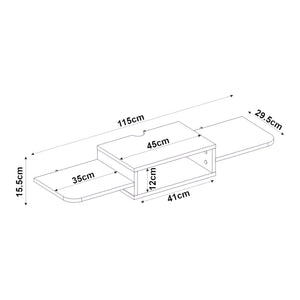 TV-Lowboard hängend Tar 115x30x16 cm Weiß [en.casa]