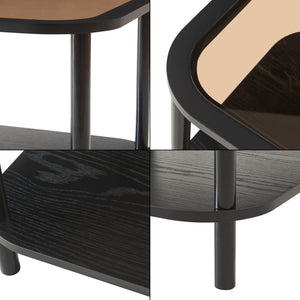 Beistelltisch Latama mit Glasplatte 51x51x45 cm Schwarz/Bronzeglas [en.casa]