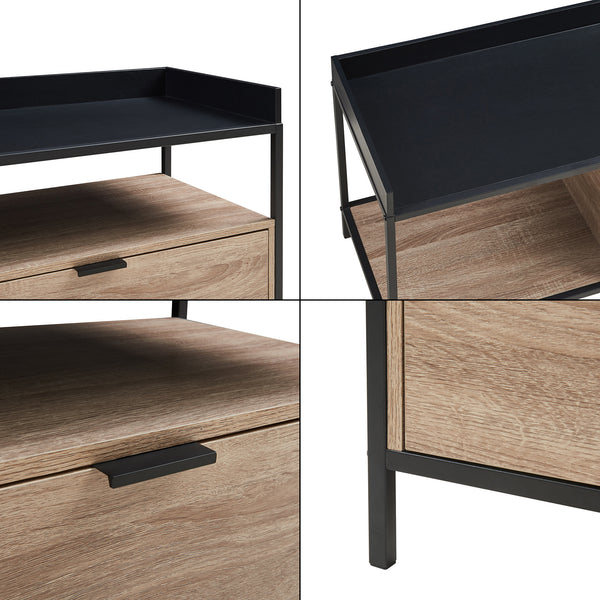 Fernsehtisch Belana 120x40x54 cm Schwarz/Eicheoptik [en.casa]