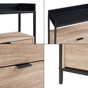 Schuhkipper Belana mit 2 Klappen 116x60x24 cm Schwarz/Eicheoptik [en.casa]