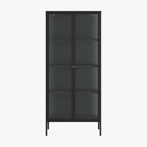 Vitrinenschrank Vinterhavn 180x80x35 cm Stahl Schwarz [en.casa]