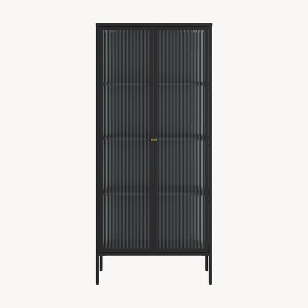 Vitrinenschrank Vinterhavn 180x80x35 cm Stahl Schwarz [en.casa]