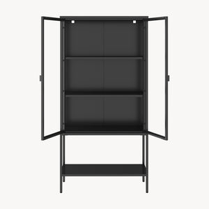 Vitrinenschrank Borshavisa Stahl 2-türig 160x80x35 cm Schwarz [en.casa]