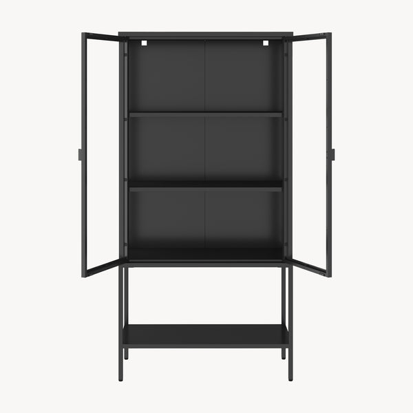Vitrinenschrank Borshavisa Stahl 2-türig 160x80x35 cm Schwarz [en.casa]