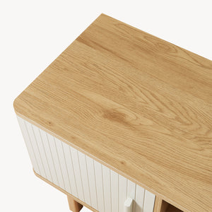 Fernsehschrank Ferrersp mit 2 Türen 140x40x45 cm Eicheoptik/Sandfarben [en.casa]