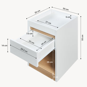 Nachttisch Lure 55x30x35 cm Weiß/Eicheoptik [en.casa]