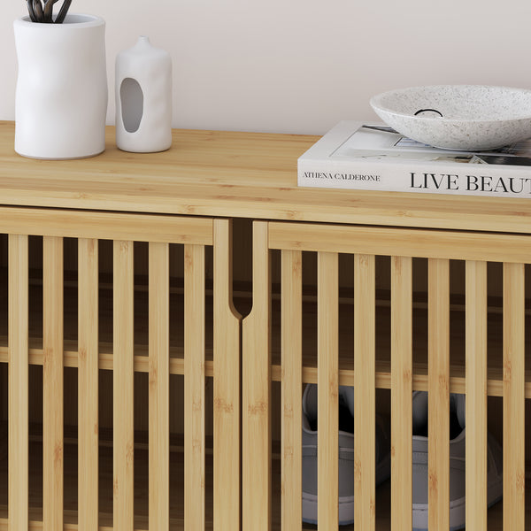 Schuhschrank Sirgerg 91x72x35 cm Bambus Natur [en.casa]