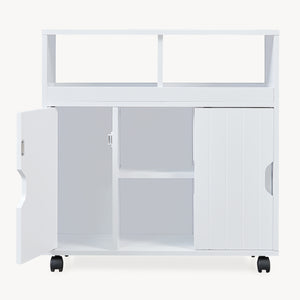 Beistellschrank auf Rollen Fadeskimma 72x70x20 cm Weiß [en.casa]