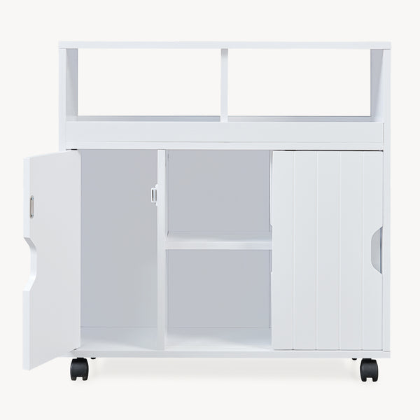 Beistellschrank auf Rollen Fadeskimma 72x70x20 cm Weiß [en.casa]