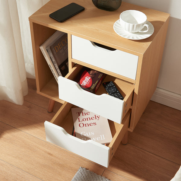 Nachttisch Bordkak 55x48x30 cm Eicheoptik/Weiß [en.casa]