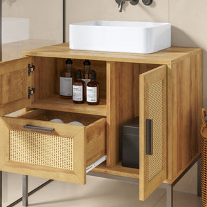 Waschbeckenunterschrank Marhasa 60x60x40 cm Eicheoptik/Schwarz [en.casa]