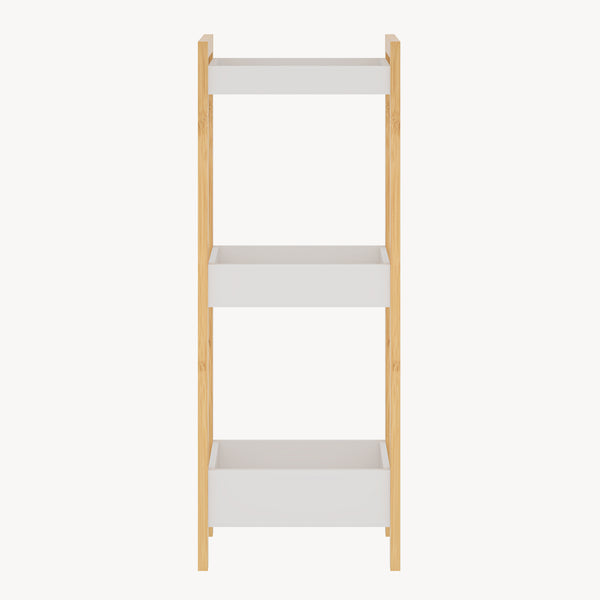 Badregal Anun mit 3 Ebenen 75x28x20 cm Bambus Natur/Weiß [en.casa]